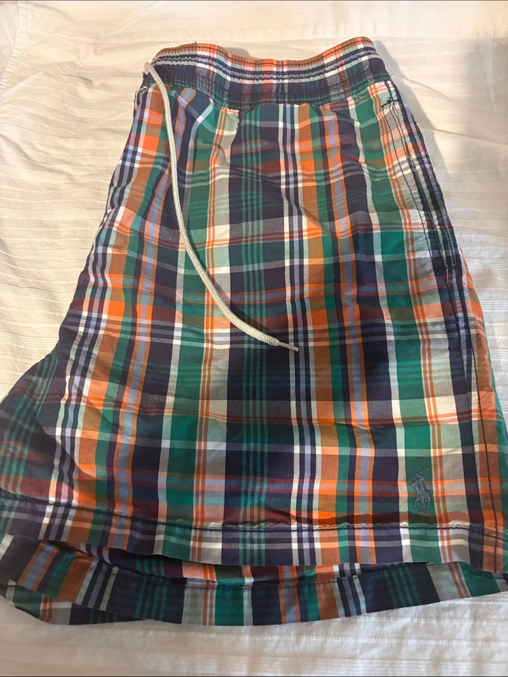 Polo by Ralph Lauren Kids Plaid Drawstring Shorts - Green Navy Orange